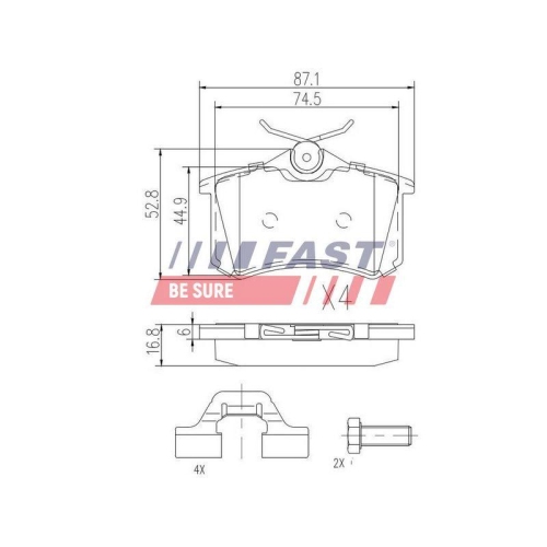 Bremsbelagsatz Scheibenbremse Fast FT29520 f&uuml;r Citro&euml;n Fiat Ford Renault VW