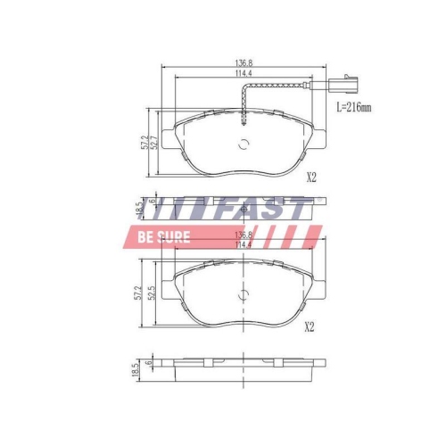 Bremsbelagsatz Scheibenbremse Fast FT29144 f&uuml;r Fiat Opel Vorderachse