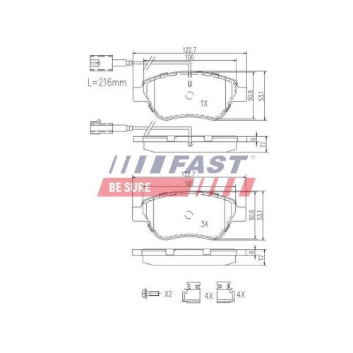 Bremsbelagsatz Scheibenbremse Fast FT29112 f&uuml;r Citro&euml;n Fiat Vorderachse