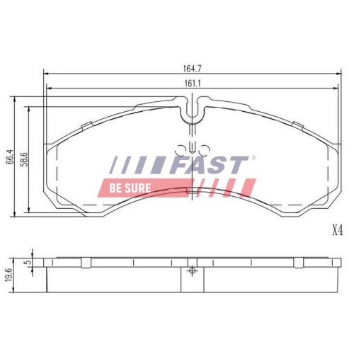 Bremsbelagsatz Scheibenbremse Fast FT29121 f&uuml;r Fiat Iveco Hinterachse