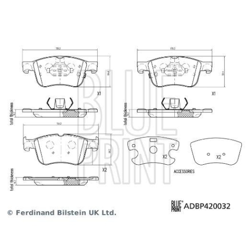 Bremsbelagsatz Scheibenbremse Blue Print ADBP420032 f&uuml;r Ford Ford Motor Company