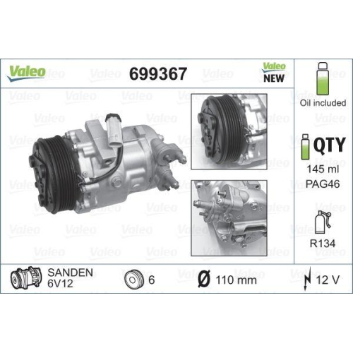 Kompressor Klimaanlage Valeo 699367 Valeo Core-flex f&uuml;r Opel Subaru Suzuki