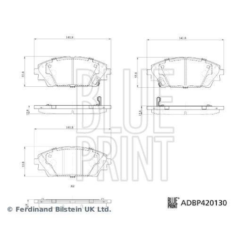 Bremsbelagsatz Scheibenbremse Blue Print ADBP420130 f&uuml;r Mazda Vorderachse