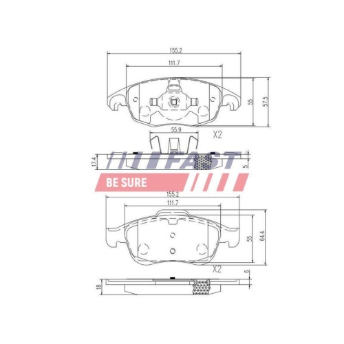 Bremsbelagsatz Scheibenbremse Fast FT29514 f&uuml;r Citro&euml;n Peugeot Vorderachse