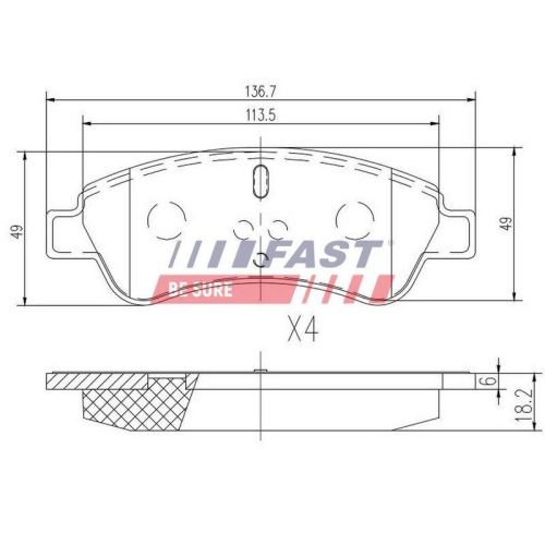 Bremsbelagsatz Scheibenbremse Fast FT29519 f&uuml;r Citro&euml;n Peugeot Vorderachse
