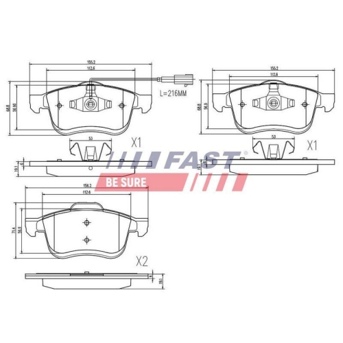 Bremsbelagsatz Scheibenbremse Fast FT29157 f&uuml;r Opel Vauxhall Fiat Chevrolet
