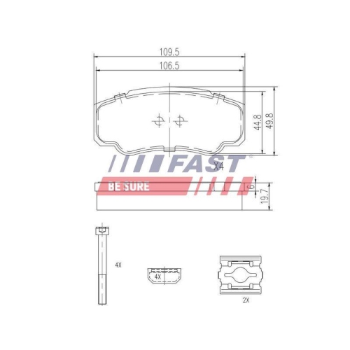 Bremsbelagsatz Scheibenbremse Fast FT29109 f&uuml;r Citro&euml;n Peugeot Fiat Hinterachse