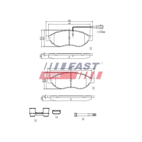 Bremsbelagsatz Scheibenbremse Fast FT29155 f&uuml;r Citro&euml;n Peugeot Fiat Iveco