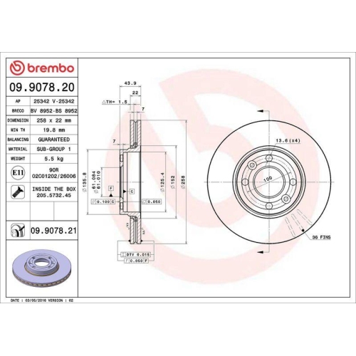 2X Brembo Bremsscheibe Prime Line - Uv Coated für Lada Mercedes Benz