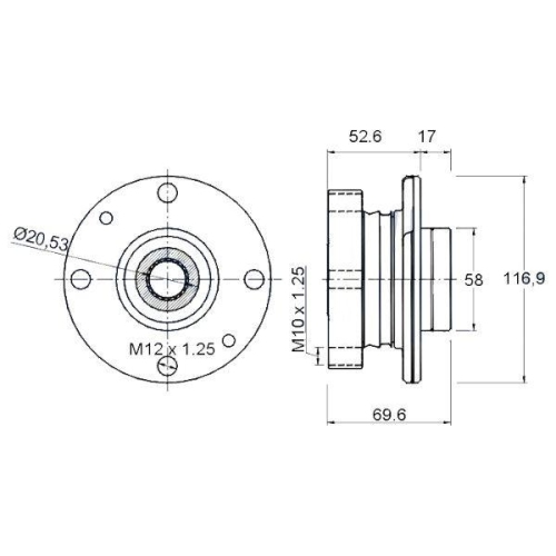 Radnabe Goom WBH-0009 f&uuml;r Fiat Lancia Seat Vorderachse Links Vorderachse Rechts