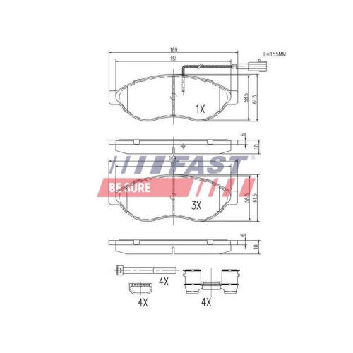 Bremsbelagsatz Scheibenbremse Fast FT29130 f&uuml;r Citro&euml;n Peugeot Fiat Vorderachse