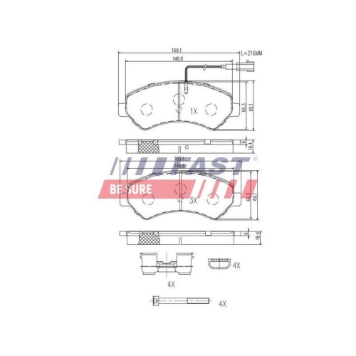 Bremsbelagsatz Scheibenbremse Fast FT29152 f&uuml;r Citro&euml;n Peugeot Fiat Vorderachse