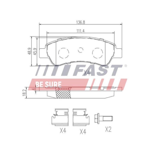 Bremsbelagsatz Scheibenbremse Fast FT29131 f&uuml;r Citro&euml;n Peugeot Fiat Hinterachse