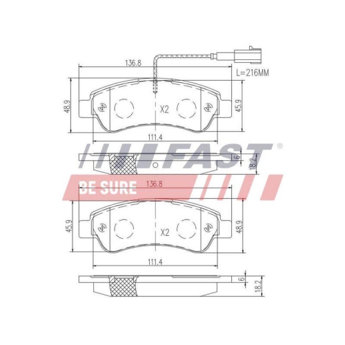 Bremsbelagsatz Scheibenbremse Fast FT29098 f&uuml;r Fiat Citro&euml;n Peugeot Opel