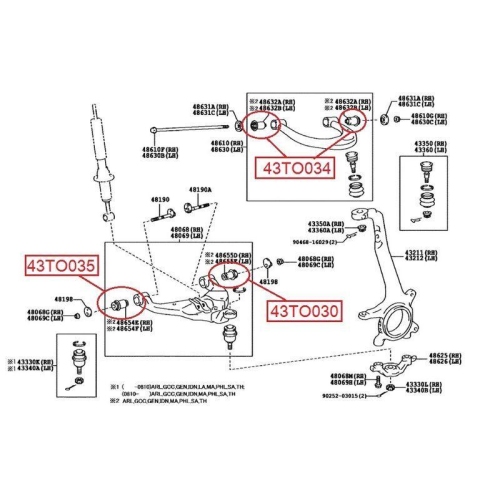 Lagerung Lenker Red-line 43TO035 f&uuml;r Toyota Vorderachse Unten