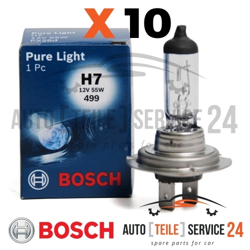 10x Pure Light Glühlampen Halogenlampe Bosch H7 12V 55W PX26d