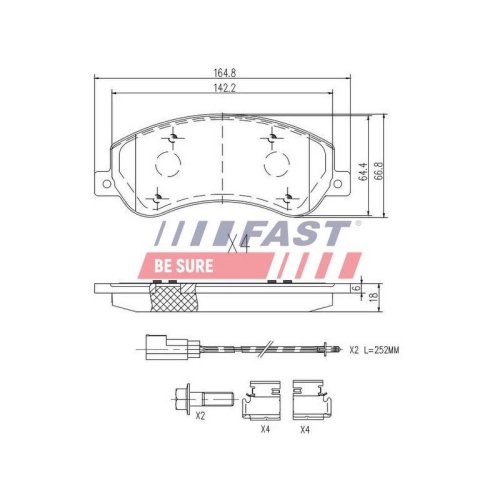 Bremsbelagsatz Scheibenbremse Fast FT29522 f&uuml;r Ford VW Vorderachse
