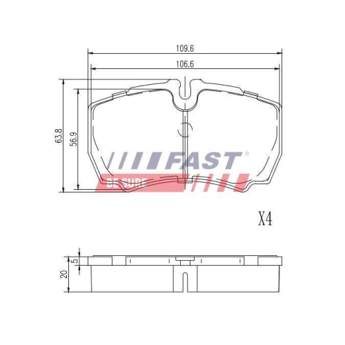 Bremsbelagsatz Scheibenbremse Fast FT29092 f&uuml;r Ford Iveco Hinterachse
