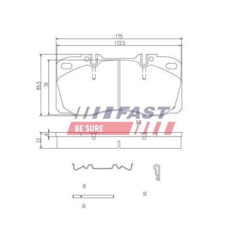 Bremsbelagsatz Scheibenbremse Fast FT29093 f&uuml;r Iveco VW Vorderachse