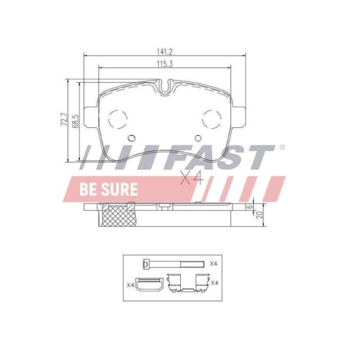Bremsbelagsatz Scheibenbremse Fast FT29136 f&uuml;r Iveco Hinterachse