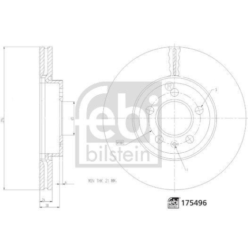 Bremsscheibe Febi Bilstein 175496 f&uuml;r Audi Seat Skoda VW Vorderachse
