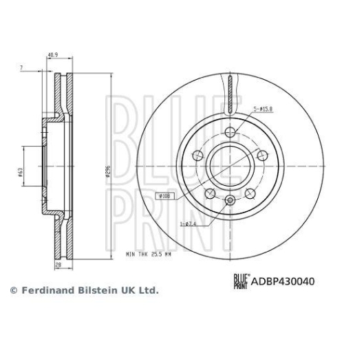 Bremsscheibe Blue Print ADBP430040 f&uuml;r Volvo Vorderachse