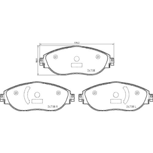 Bremsbelagsatz Scheibenbremse Hella 8DB 355 031-751 f&uuml;r Audi Seat Skoda VW
