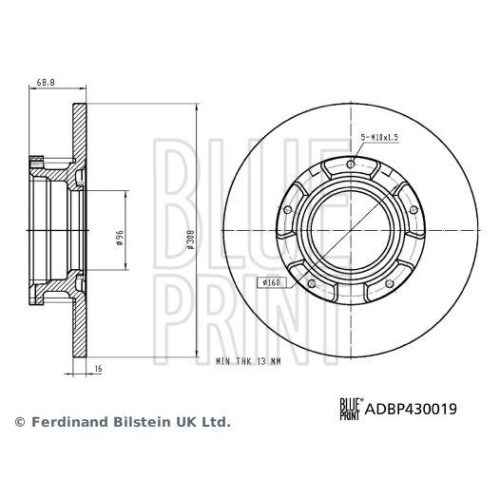 Bremsscheibe Blue Print ADBP430019 f&uuml;r Ford Ford Motor Company Hinterachse