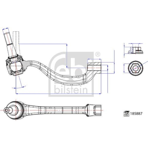 Spurstangenkopf Febi Bilstein 185887 f&uuml;r Jaguar Land Rover Vorderachse Links