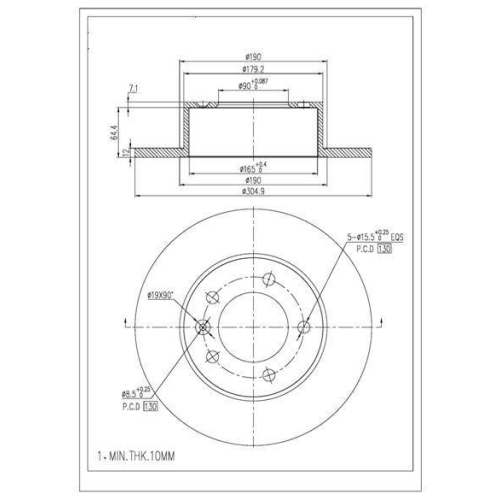 Bremsscheibe Red-line 26NI071 für Nissan Opel Renault Hinterachse