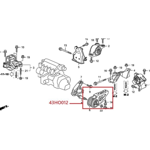 Lagerung Motor Red-line 43HO012 f&uuml;r Honda Hinten