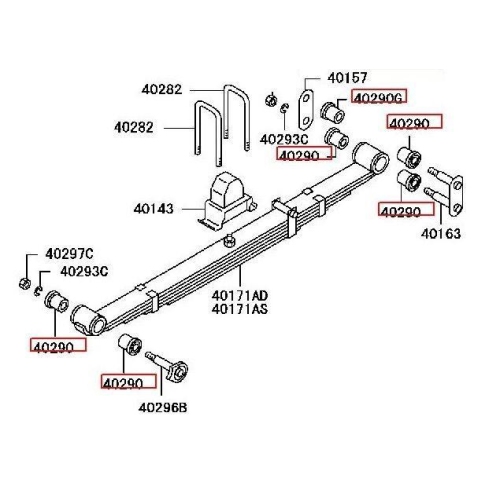 Lagerbuchse Blattfeder Red-line 43MI041 f&uuml;r Mitsubishi