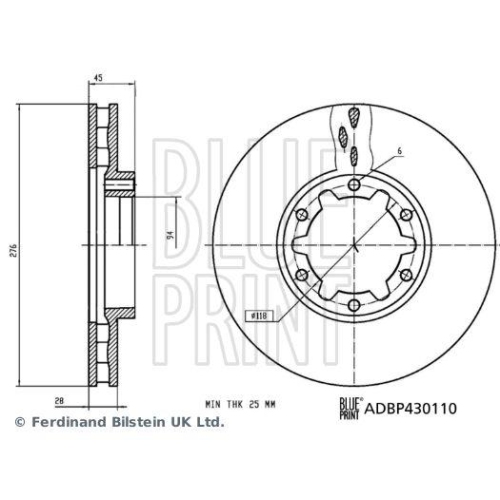 Bremsscheibe Blue Print ADBP430110 f&uuml;r Nissan Vorderachse