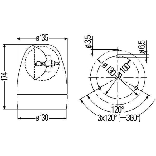 Rundumkennleuchte Hella 2RL 007 337-011 Rotafix für Aebi Audi Daf Kässbohrer Man