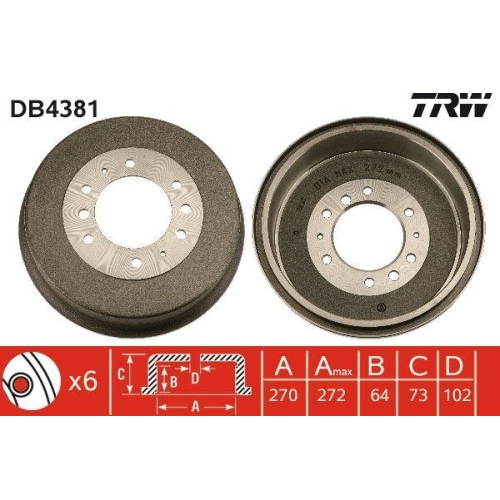 Bremstrommel Trw DB4381 für Nissan Hinterachse
