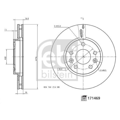 Bremsscheibe Febi Bilstein 171469 für Mercedes Benz Mercedes Benz Nissan Renault