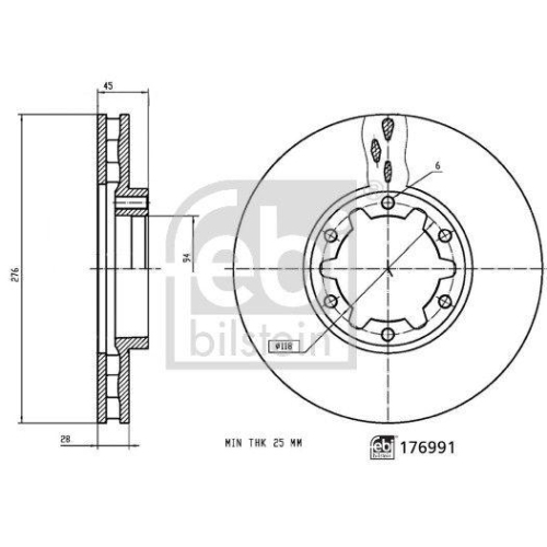 Bremsscheibe Febi Bilstein 176991 f&uuml;r Nissan Vorderachse