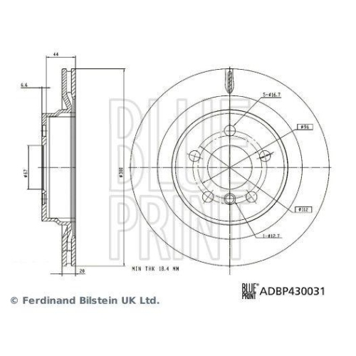 Bremsscheibe Blue Print ADBP430031 f&uuml;r Bmw Mini Hinterachse