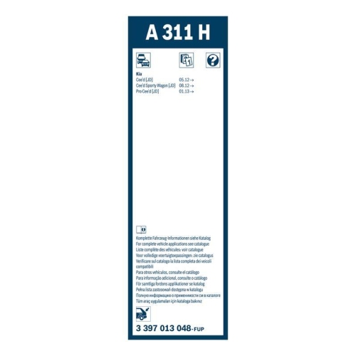 Wischblatt Bosch 3397013048 Rear Aerotwin für Kia Hinten