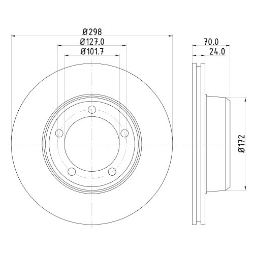 Bremsscheibe Hella 8DD 355 103-161 f&uuml;r Rover Land Rover Vorderachse
