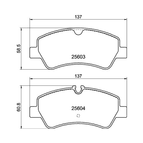 Bremsbelagsatz Scheibenbremse Hella 8DB 355 020-721 f&uuml;r Ford Amc Hinterachse