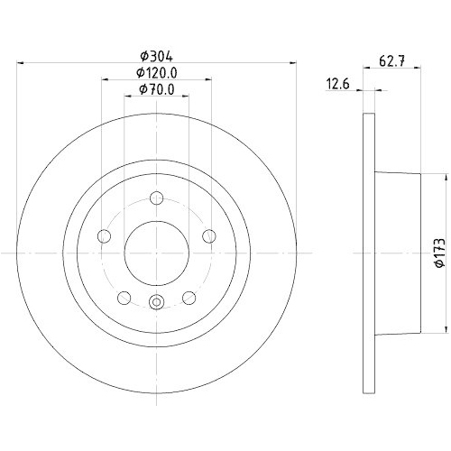 Bremsscheibe Hella 8DD 355 106-371 f&uuml;r Land Rover Hinterachse