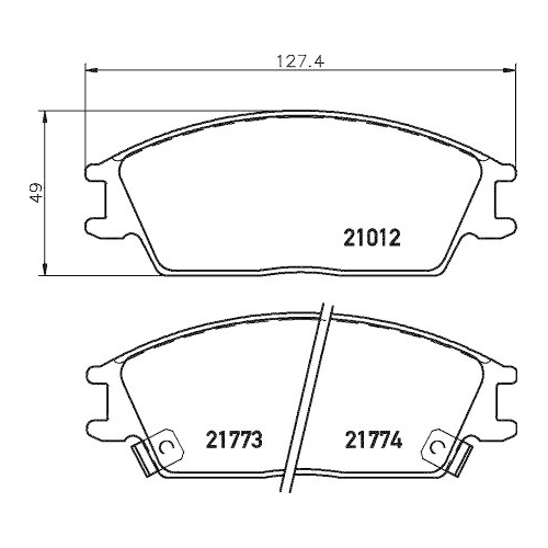 Bremsbelagsatz Scheibenbremse Hella 8DB 355 006-271 f&uuml;r Honda Mitsubishi Hyundai