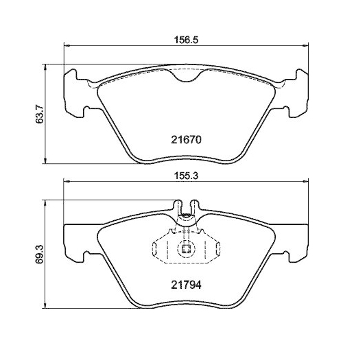 Bremsbelagsatz Scheibenbremse Hella 8DB 355 007-861 f&uuml;r Chrysler Mercedes Benz