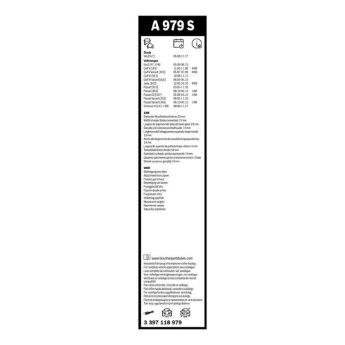 Wischblatt Bosch 3397118979 Aerotwin für VW Vorne
