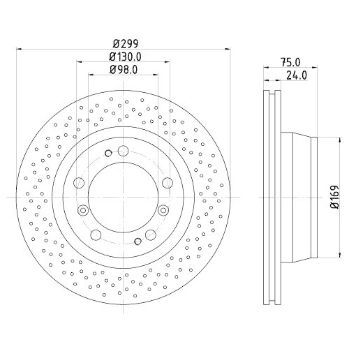 Bremsscheibe Hella 8DD 355 127-521 Pro High Carbon f&uuml;r Porsche Hinterachse