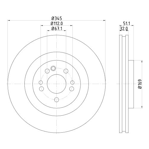 Bremsscheibe Hella 8DD 355 129-741 Pro High Carbon f&uuml;r Mercedes Benz Vorderachse