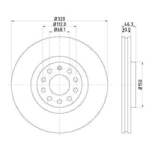 Bremsscheibe Hella 8DD 355 127-591 Pro High Carbon f&uuml;r Audi Seat Skoda VW