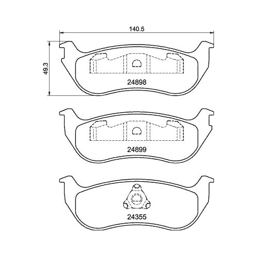 Bremsbelagsatz Scheibenbremse Hella 8DB 355 040-451 f&uuml;r Jeep Hinterachse