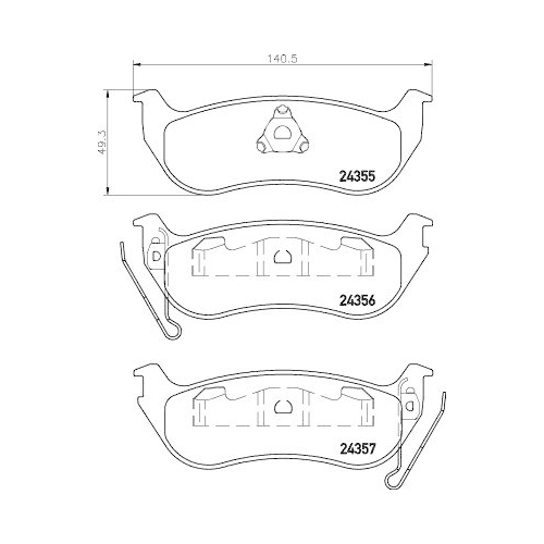 Bremsbelagsatz Scheibenbremse Hella 8DB 355 020-631 f&uuml;r Chrysler Jeep Amc